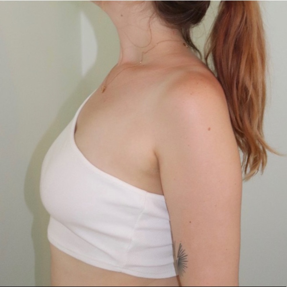 one shoulder cropped rib tank